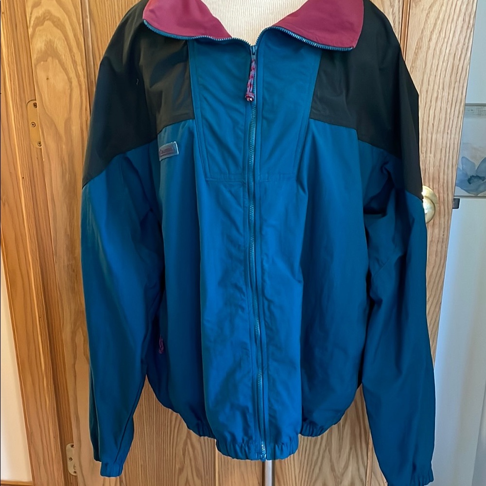 Blue and Black Windbreaker with Elastic Cuffs